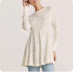 Free People Coffee in the Morning Knit Lace Tunic